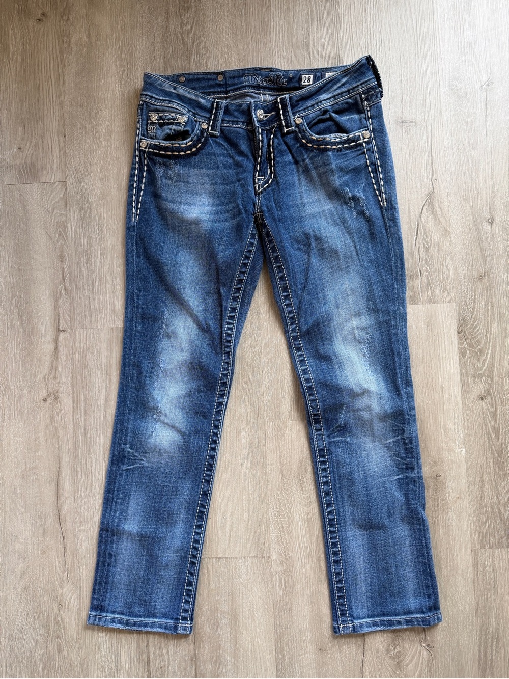 Miss Me Cropped Signature Blue Women's Jeans 28 - Picture 4 of 4